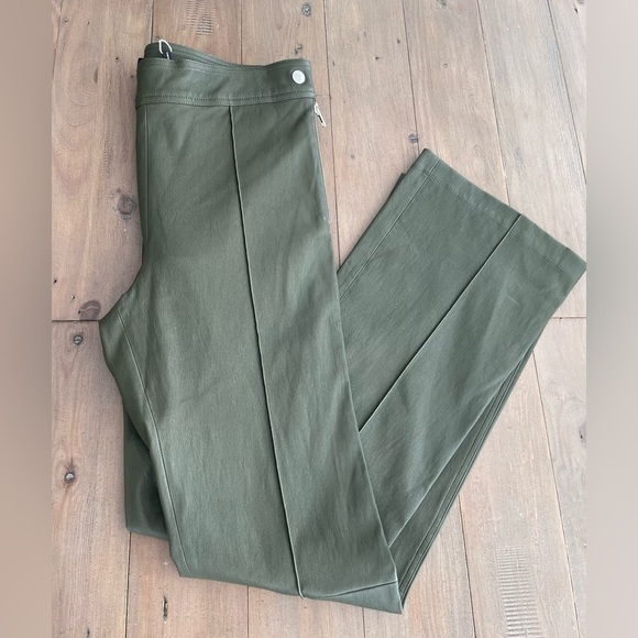 Helmut Lang women dark olive khaki lamb leather flare pants NWT - Picture 4 of 9